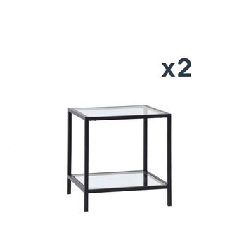 Klast Packs 2 mesitas de noche cristal transparente 50 cm x 55 cm cm
