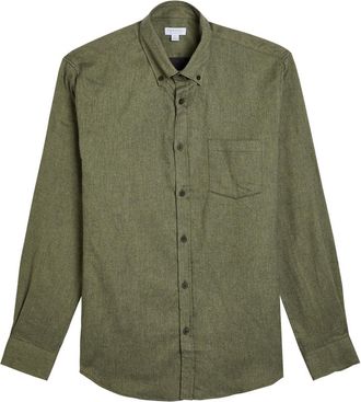 Sunspel Cotton Shirt - Khaki - XL