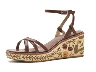 Bernardo Cairo Embroidery Womens Wedge Shoes Saddle : 8.5 M, Leather