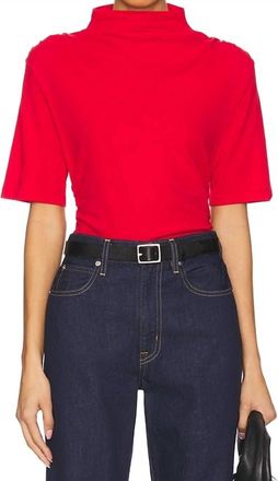 Nation Ltd Reed Mock Neck Top In Red Shoes