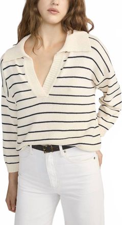 Frame Denim Striped Easy Pullover Sweater In Cream Multi