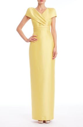 Badgley Mischka Taffeta Column Gown in Marigold at Nordstrom, Size 12