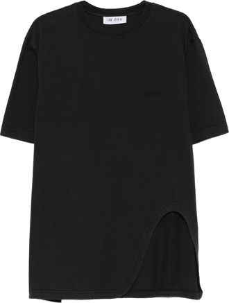 The Attico Black Oversized Curved Hem Cotton T-Shirt