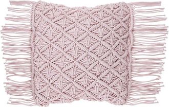Beliani Coj&iacute;n Decorativo De Algod&oacute;n Rosa Macram&eacute; 40 X 40 Cm Cuerda Boho Retro Yaniklar