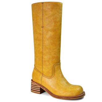 Generic Womens Knee-High Boots Faux Leather Elastic Low Heel Round Square Toe Tall Boot Wide Calf Fashion Comfortable Casual Long Boots