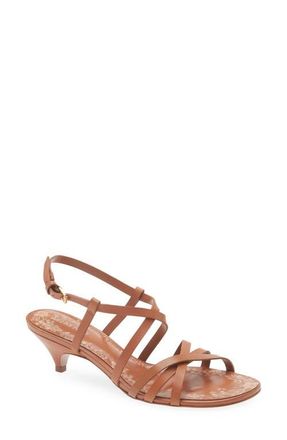 Farm Rio Spring Kitten Heel Leather Sandal in Cuoio at Nordstrom, Size 6.5