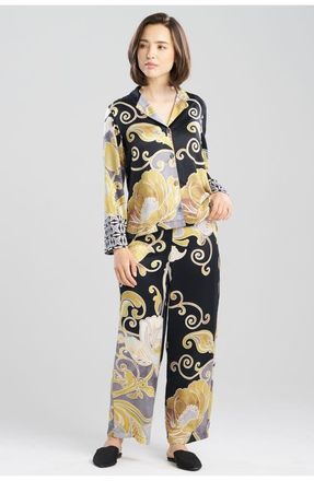 Natori Deco Notch PJ Set in Black/gold at Nordstrom, Size X-Large