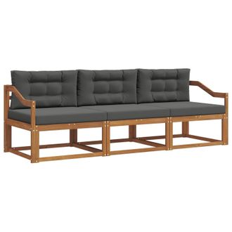 vidaXL Conjunto De Sof&aacute;s De Exterior 3 Pcs Natural Y Antracita Vidaxl