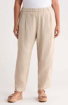 Eileen Fisher Pleated Organic Linen Ankle Lantern Pants in Undyed Natural at Nordstrom, Size 2 X