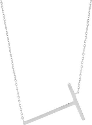 MAX + STONE 10k Yellow or White Gold Large Sideways Block Letter Initial with Cable Chain