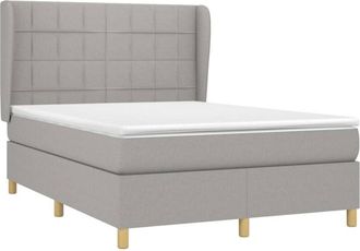 vidaXL Cama Box Spring Con Colch&oacute;n Tela Gris Claro 140x200 Cm Vidaxl