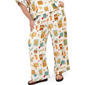 City Chic Amore Print Wide Leg Pants in Creme La Dolce at Nordstrom, Size Xxxs