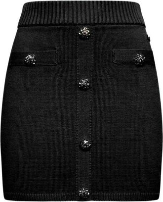 Silvian Heach Rok met decoratieve knopen - Dames - Korte rokken - Zwart - S - Katoen - Rokken