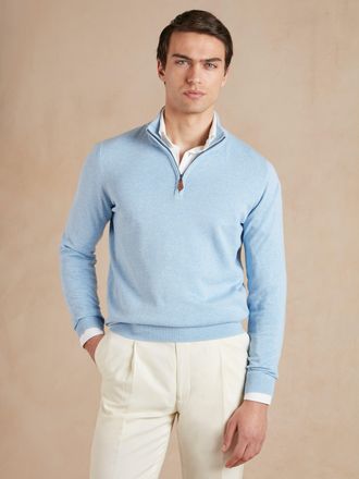 Oliver Brown Quarter-Zip Jumper - Sky Blue