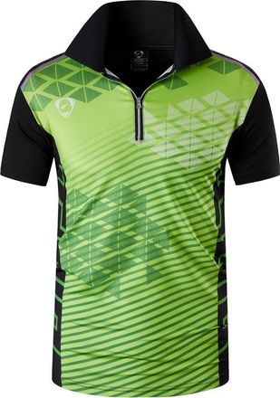 Jeansian Mens Short Sleeve Zipper Collar Polo T-Shirts Breathable Running Sports Tee Tops LSL361 Yellow XL