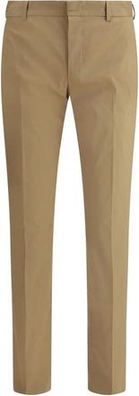 Pantaloni Torino Katoenen Broek met Verborgen Sluiting - Heren - Slim Fit Broeken - Beige - L - Katoen - Broeken