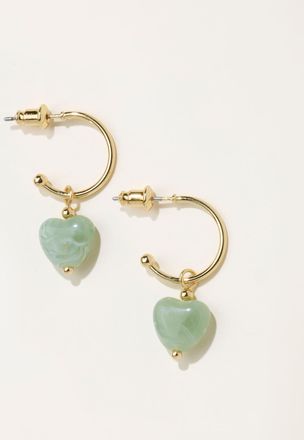 Fat Face FatFace Heart Drop Earrings in Green