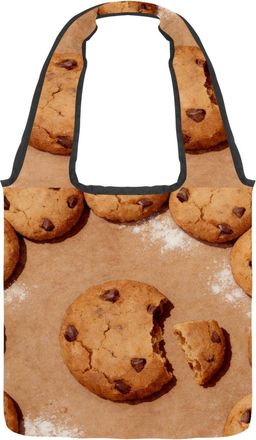 Generic Golden Chunk Delight Reversible Canvas Shoulder Tote - Double-Sided Print, 12oz Cotton, 27cm Drop, Fold-Flat Bag for Travel, Shopping, Street Outings