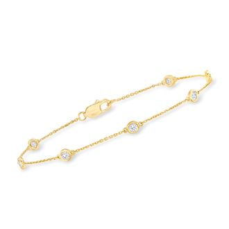 Ross-Simons Diamond Station Bracelet in 18kt Gold Over Sterling