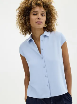 Contemporaine Womens Cap-sleeve silky shirt