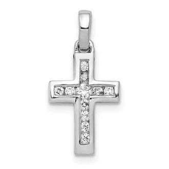 Diamond2Deal 10K Gold 1/6ct. Diamond Latin Cross Pendant