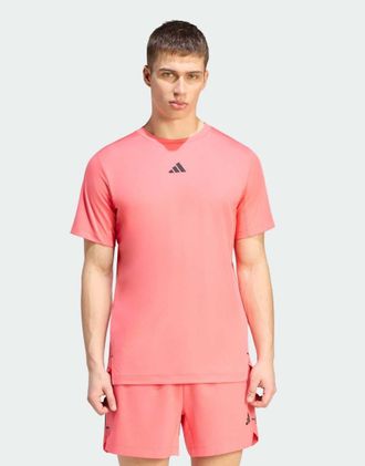 adidas adidas Performance - D4T Primelift - T-shirt con 3 strisce color turbo puro-Rosa