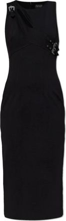 Versace Jeans Couture Cut-out Buckle Midi Dress - Dames - Casual kleedjes - Zwart - S - Leer - Kleedjes