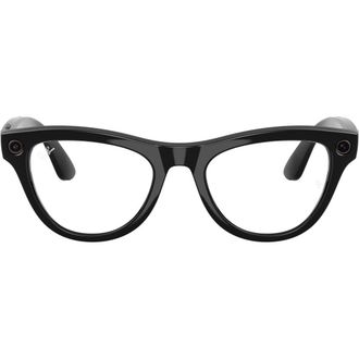 Ray-Ban Meta Skyler Gen 2 52mm Cat Eye AI Sunglasses in Shiny Black Transitions Green at Nordstrom