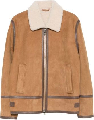 Dondup Shearling Collar Jacket - Heren - Leren en Su&egrave;de Jassen - Bruin - L - Leer - Jassen