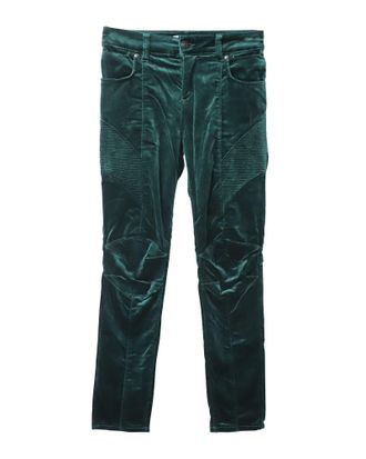 Balmain Slim Fit Trousers in Green Velvet
