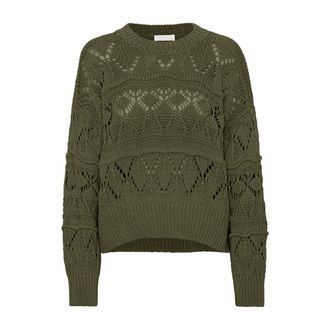 Americandreams Cassie Cotton Pullover - Dames - Ronde hals truien - Groen - M - Katoen - Truien & Vesten