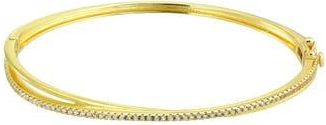Candela Jewelry Cubic Zirconia Bypass Bangle Bracelet in Clear/Gold at Nordstrom Rack