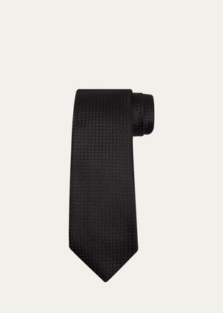 Tom Ford Mens Tonal Crosshatch Silk Tie
