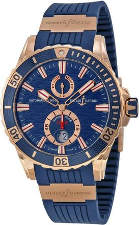 Ulysse Nardin Maxi Marine Diver 18kt Rose Gold Blue Dial Mens Watch 266-10-3-93