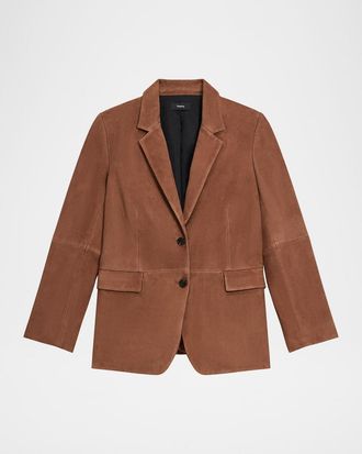 Theory Single-Breasted Suede Blazer