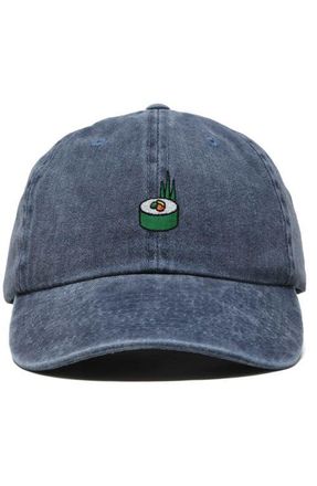 Dalix Sushi Roll Embroidered Dad Hat in Washed Navy Blue at Nordstrom