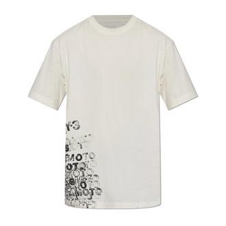 Yohji Yamamoto GFX Short Sleeve Tee - Dames - T-shirts - Beige - 2XS - Katoen - Tops