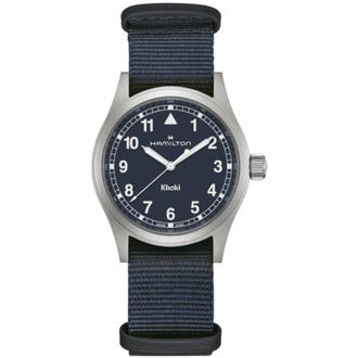 Hamilton Khaki Field Quartz Blue Dial Fabric Strap Mens Watch H69401940