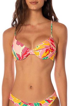 Maaji Dream Garden Dainty Reversible Underwire Bikini Top in Pink at Nordstrom Rack, Size Large