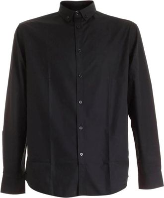 Moschino Zwarte Katoenen Shirt met Maxi Label - Heren - Casual Overhemden - Zwart - 3XL - Katoen - Overhemden