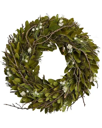 Two's Company Hand-Crafted Carved Willow Wood Wreath