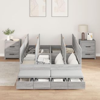 Berkfield Home Storage Bed Frame Grey Sonoma 120x200 cm