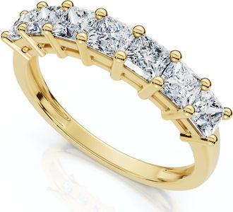 Pompeii3 1Ct Princess Cut 7-Stone Diamond Wedding Ring Womens Band Gold Lab Grown