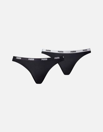 Puma Womens 2-Pack Classic Logo Low-Rise Bikini Briefs, Black - Size: 16