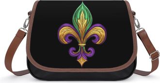 Generic Mardi Cute Gras-Fleur-De-Lis Small Womens Crossbody Bags Shoulder Handbag with Adjustable Strap for Travel