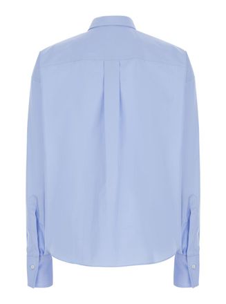 Brunello Cucinelli Cotton with Monili Collar Shirt - Blue