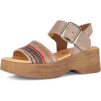 Gabor Ankle Strap Platform Sandal in Taupe Multi Color at Nordstrom, Size 6.5Us