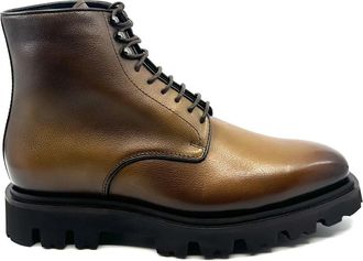 Santoni Derby Boot - Heren - Veterlaarzen - Beige - 39 1/2 EU - Leer - Schoenen