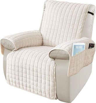 OEM Fundas De Protecci&oacute;n Para Sill&oacute;n Reclinable El&eacute;ctrico Con Bolsillos Y El&aacute;stico Antideslizante, Lavables (beige, 1 Plaza)