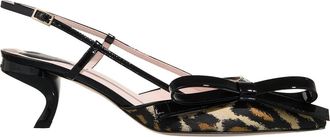 Roger Vivier Heels - Virgule Piping Sling Shoes - leo print - Heels for ladies